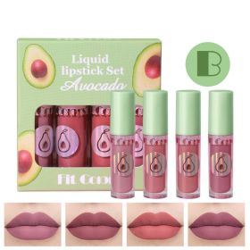Velvet Matte No Stain On Cup 4 PCs Fruit Lip Gloss Sets (Option: B Avocado-3ml 4pcs)